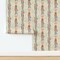 Stripes Scandinavian Floral Folk Art Custom Pre-pasted Wallpaper by Spoonflower Pre-Pasted Wallpaper 2FT Wide